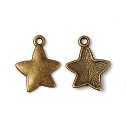 Tibetan Style Alloy Pendants, Star, Christmas, Antique Bronze, Lead Free & Cadmium Free & Nickel Free, 19.5x16x2mm, Hole: 2mm(X-MLF9398Y-NF)