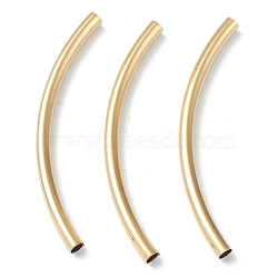 Brass Tube Beads, Long-Lasting Plated, Curved Beads, Tube, Real 24K Gold Plated, 45x3mm, Hole: 2mm(KK-Y003-89E-G)