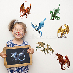 Translucent PVC Self Adhesive Wall Stickers, Waterproof Decals for Home Living Room Bedroom Wall Decoration, Dragon, 900x300mm, 3 sheets/set.(STIC-WH0015-117)