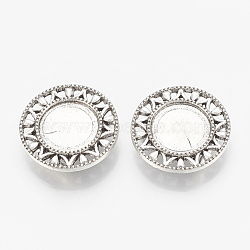 Tibetan Style Alloy Slide Charms Cabochon Settings, Cadmium Free & Lead Free , Flat Round, Antique Silver, Tray: 14mm, 24x6mm, Hole: 10x2mm, about 240pcs/1000g(TIBEB-R068-10AS-LF)