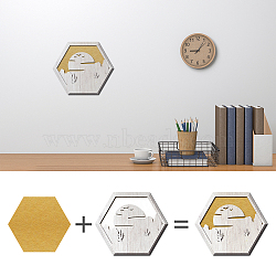 Custom Wool Felt & Wood Wall Decorations, Home Decorations, Hexagon, Scenery Pattern, Finished: 305x265mm, 1pc(DIY-WH0376-010)