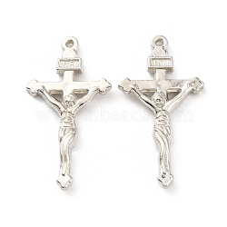 CCB Plastic Pendants, Crucifix Cross Charm, Platinum, 37.5x20x4mm, Hole: 1.2mm(CCB-D005-22P)