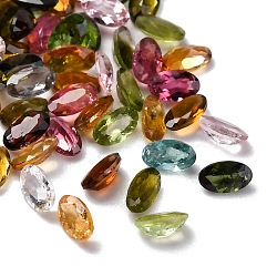 Faceted Natural Multicolor Tourmaline Cabochons, Pointed Back, Oval, 5x3x2mm(X-G-I295-05C-11A)