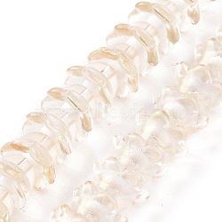 Transparent Glass Beads Strands, with Glitter Powder, Flower, Old Lace, 11~12x7.5~8mm, Hole: 1.4mm, about 50pcs/strand, 11.42''(29cm)(LAMP-H061-01D-02)