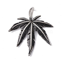 Tibetan Style 304 Stainless Steel Big Pendants, Autumn Maple Leaf Charm, Antique Silver, 52.5x44x7mm, Hole: 8.5x4mm(STAS-H170-04AS)