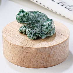 Natural Qinghai Jade Carved Healing Frog Figurines, Reiki Energy Stone Display Decorations, 37x32x25mm(PW-WG28161-03)