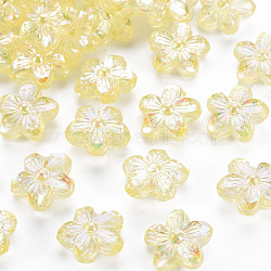 Transparent Acrylic Beads, AB Color, Flower, Yellow, 14.5x15.5x7mm, Hole: 1.8mm, about 657pcs/500g(TACR-S154-45C-915)