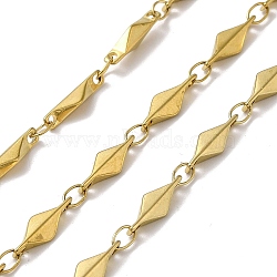 Ion Plating(IP) 304 Stainless Steel Rhombus Link Chains, with Spool, Soldered, Golden, 11.5x4x2mm(CHS-E012-01G)