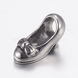 304 Stainless Steel European Beads, Large Hole Beads, High-heeled Shoes, Antique Silver, 15x7.5x10.5mm, Hole: 5mm(STAS-E144-243AS)