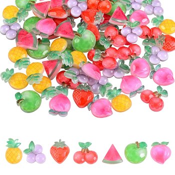 70Pcs 7 Style Transparent Resin Cabochons, Mixed Shapes, Mixed Color, 10pcs/style