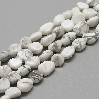 Natural Howlite Beads Strands, Oval, 8~15x7~12x4~12mm, Hole: 1mm, about 30~45pcs/strand, 15.7