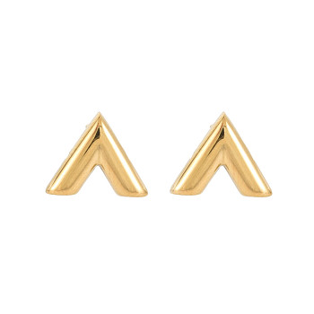 304 Stainless Steel V-shape Stud Earrings, Initial Letter Earrings for Women, Golden, 11x13.5mm, Pin: 0.7mm