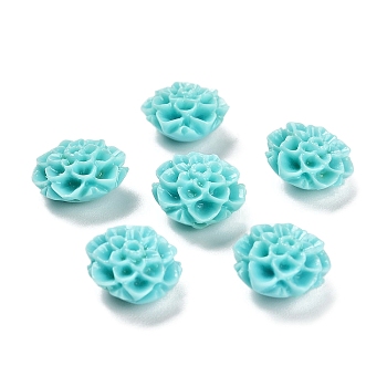 Synthetic Coral 3D Flower Rose Beads, Dyed, Turquoise, 10x5mm, Hole: 1.5mm