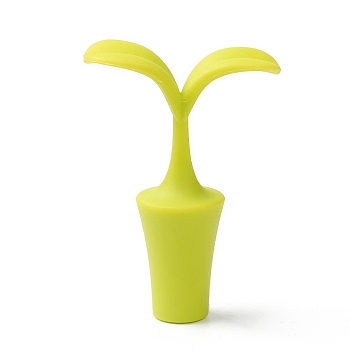 Silicone Wine Bottle Stoppers, Grass, Green Yellow, 75x54x24.5mm, Hole: 7.5mm