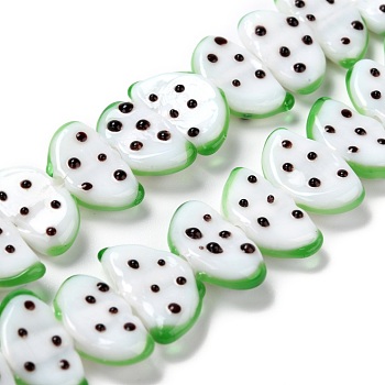 Handmade Lampwork Beads Strands, Fruit, White, 10x18.5x5mm, Hole: 1.6mm, about 25pcs/strand, 9.76 inch(24.8cm)