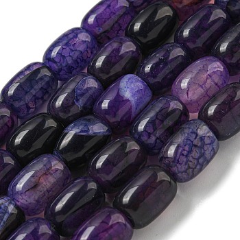 Natural Dragon Veins Agate Beads Strands, Dyed & Heated, Column, Indigo, 13.5x10~10.5mm, Hole: 1mm, about 28pcs/strand, 15.16''(38.5cm)