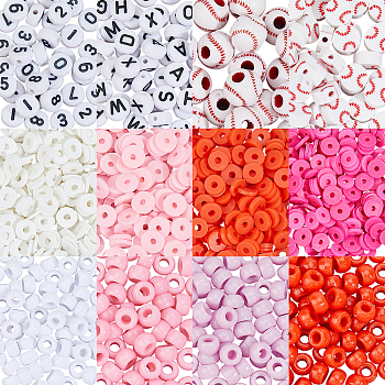 DIY Findings Kits, including Polymer Clay & Acrylic & Plastic Beads, Mixed Color, 11.5x10.5mm, Hole: 4mm