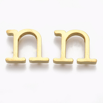 304 Stainless Steel Pendants, Golden, Letter, Letter.N, 12x16x3mm, Hole: 1.8mm