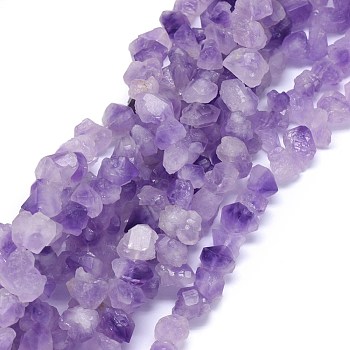 Natural Amethyst Beads Strands, Nuggets, 7~13x11~19mm, Hole: 1mm, about 34~39pcs/strand, 15.1 inch