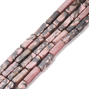 Natural Rhodonite Beads Strands, Cuboid, 13~14x4~4.5x4mm, Hole: 1.4mm, about 28~31pcs/strand, 15.47''(39.3cm)