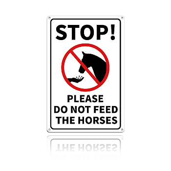 UV Protected & Waterproof Aluminum Warning Signs, STOP PLEASE DO NOT FEED THE HORSES, Colorful, 30x20cm, Hole: 4mm