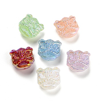 Iridescent Plating Acrylic Beads, Lion, Mixed Color, 26.5x27x18.5mm, Hole: 1.6mm