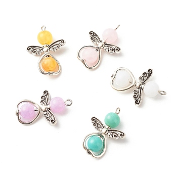 Acrylic Pendants, with Alloy Charms and Iron Loops, Angel, Mixed Color, 29~30x21.5x8mm, Hole: 2.4mm, 10pcs/set