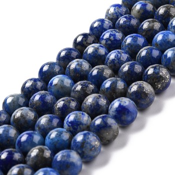 Natural Lapis Lazuli Round Beads Strands, 8mm, Hole: 1mm, about 48pcs/strand, 15.5 inch