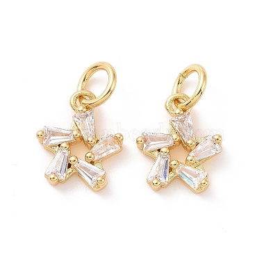 Star Brass Micro Pave Clear Cubic Zirconia Charms(KK-G435-43G)-2
