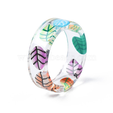 Transparent Resin Leaf Finger Ring for Women(RJEW-T022-021)-5