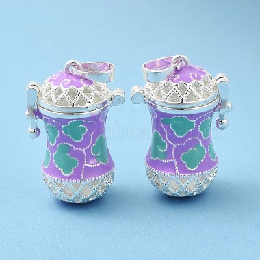 Silver Lilac Box Brass+Enamel Pendants