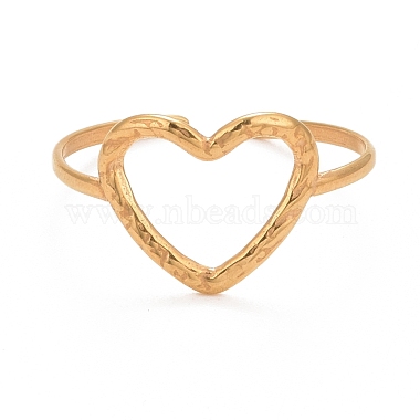 Ion Plating(IP) 304 Stainless Steel Open Heart Cuff Ring for Women(RJEW-C025-23G)-2