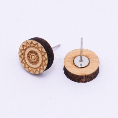 Natural Wood Stud Earrings(EJEW-WH0005-03B)-2