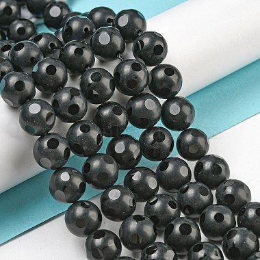 Brins de perles rondes en onyx noir naturel(G-L271-02-10mm)-4