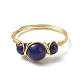Natural Lapis Lazuli Round Braided Beaded Finger Ring(RJEW-JR00550-03)-4