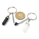 porte-clés en obsidienne noire naturelle et balle de jade blanc(KEYC-TA00016)-2