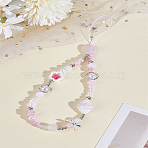 1Pc Resin Flower Heart Pendant Decoration, for Bag Mobile Phone Keychain Ornaments, Pink, 210mm(AJEW-LP0004-57)