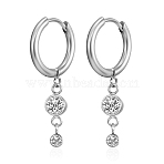 304 Stainless Steel Hoop Earrings with Cubic Zirconia for Women(QT6640-2)