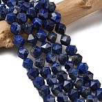 Natural Lapis Lazuli Beads Strands, Star Cut Round Beads, Faceted, 9~10x9~10x9~10mm, Hole: 1~1.4mm, about 38~40pcs/strand, 14.88''15.08''(37.8~38.3cm)(G-Z119-A39-03)