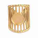 304 Stainless Steel Cuff Rings Ring Components, Round Pad Ring Setting, Ion Plating(IP), Golden, 25.5mm, 18mm, Tray Size: 10mm(SA-CBA098D-01G-B)