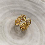 304 Stainless Steel Cuff Rings, Flower Open Ring for Womens, Ion Plating(IP), Real 18K Gold Plated, 15mm(RJEW-OY001-06G)
