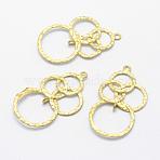 Brass Links connectors, Lead Free & Cadmium Free & Nickel Free, Ring with Ring, Raw(Unplated), 30.5x17x1.5mm, Hole: 1mm(KK-F721-102C-RS)