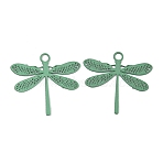 Spray Paint 430 Stainless Steel Charms, Dragonfly, Medium Aquamarine, 14x15x0.3mm, Hole: 1.2mm(STAS-C153-12L)