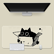 Rubber with Cloth Mouse Pad, Rectangle with Cat Pattern, Black, 800x400mm(PC-PW0001-35B-02)