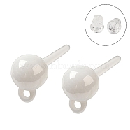 Hypoallergenic Bioceramics Zirconia Ceramic Ear Hooks, No Fading, Nickel Free, Round, White, 16.5mm, Hole: 1mm, Pin: 11x1mm(EJEW-F340-12)