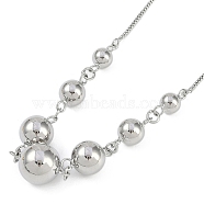 Brass Round Ball Bib Necklaces for Women, Platinum, 16.93 inch(43cm)(NJEW-U015-03P)