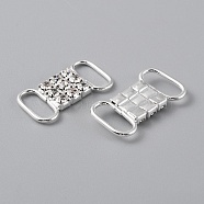 Brass Rhinestone Buckles, Garment Accessories, Rectangle, Crystal, 21~21.5x12x3mm, Hole: 10x4mm(FIND-WH0111-390A)