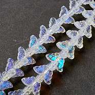 Transparent Glass Beads Strand, Butterfly, Clear, 8x15x4.5mm, Hole: 1mm, about 60pcs/strand, 13.78~14.17 inch(35cm~36cm)(GLAA-K002-02A)