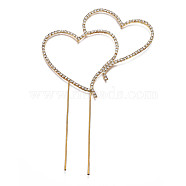 Brass Rhinestone Cake Topper, for Wedding Party Decoration, Heart, Golden, 210x120x4mm(RB-T008-18G)