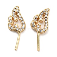 Brass Micro Cubic Zirconia Wing Shape Head Pins, for Baroque Pearl Making, Real 18K Gold Plated, 18x7.5x1.8mm, Pin: 0.9mm(KK-Q789-17G)